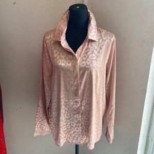 Peach Satin Leopard Blouse